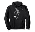 Funny Skeleton Playing Soccer Hoodie - Novelty Apparel for Adults
