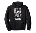 Just Who Loves Soccer And Wolves Gift Hoodie - Minimalist Print Unisex