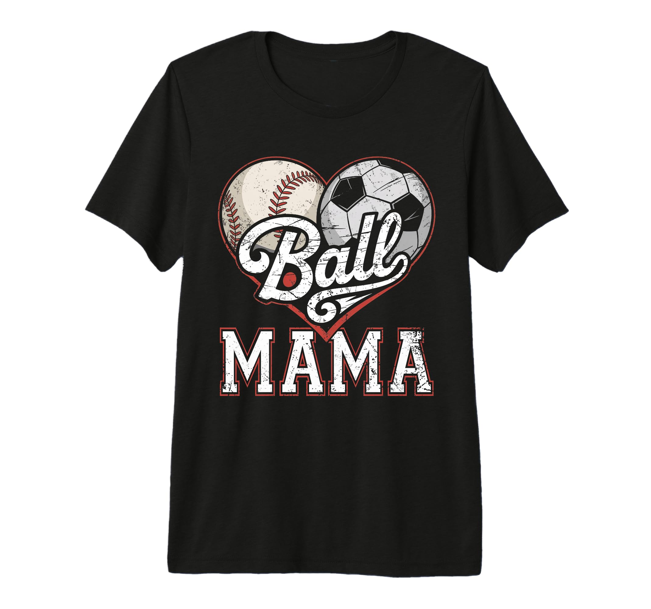 Ball Mama Baseball Soccer Heart Mom T-Shirt - Trendy Graphic Men Women