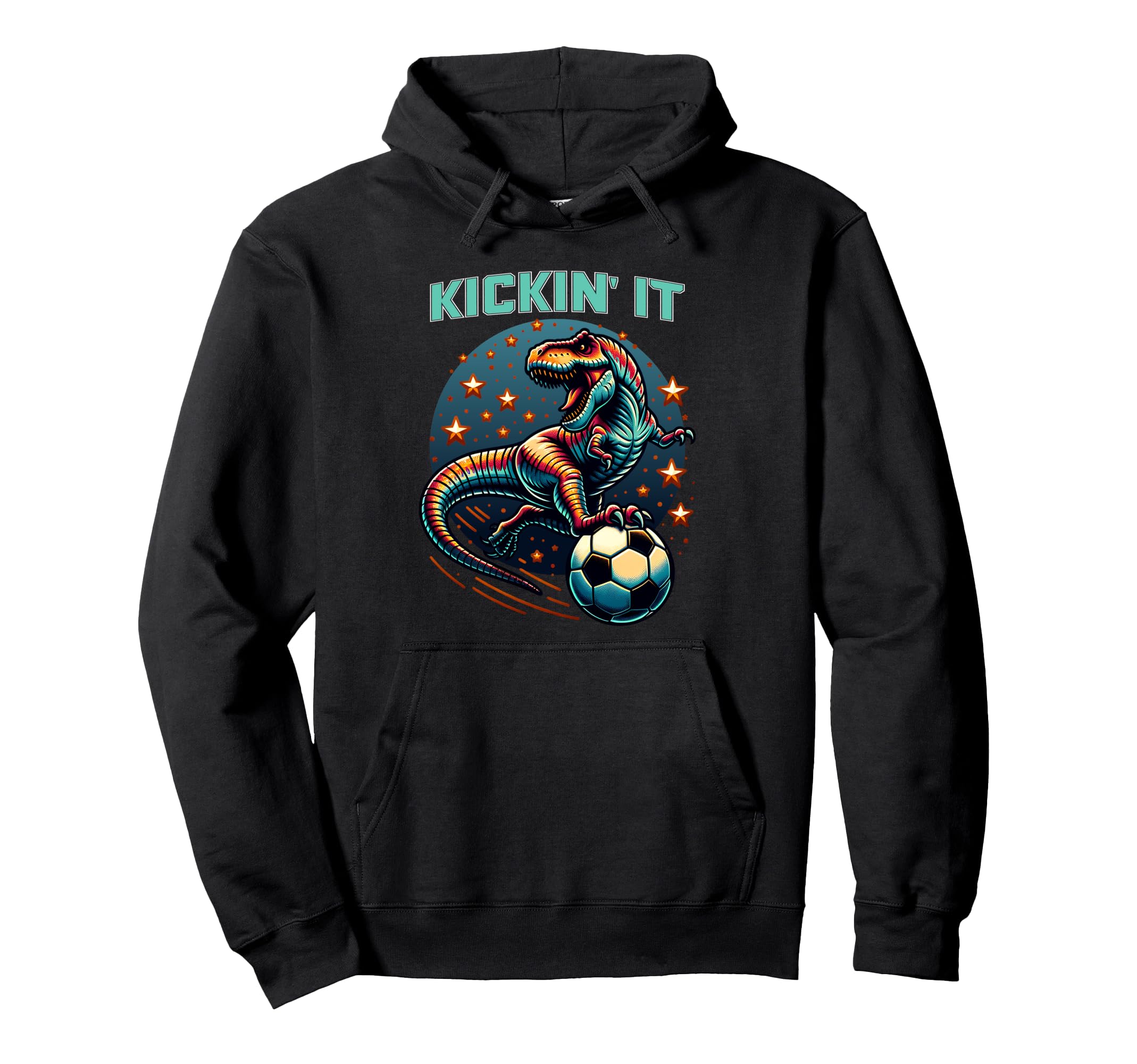 T Rex Dinosaur Soccer Player Ball Hoodie - Trendy Graphic for Adults