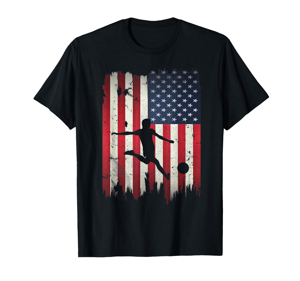 Soccer Usa American Flag 4Th July T-Shirt - Casual Everyday Wear Men Women
