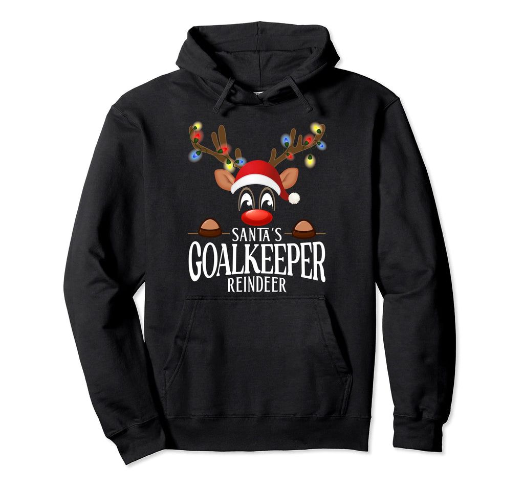 Santas Goalkeeper Reindeer Funny Hoodie - Novelty Apparel for Adults