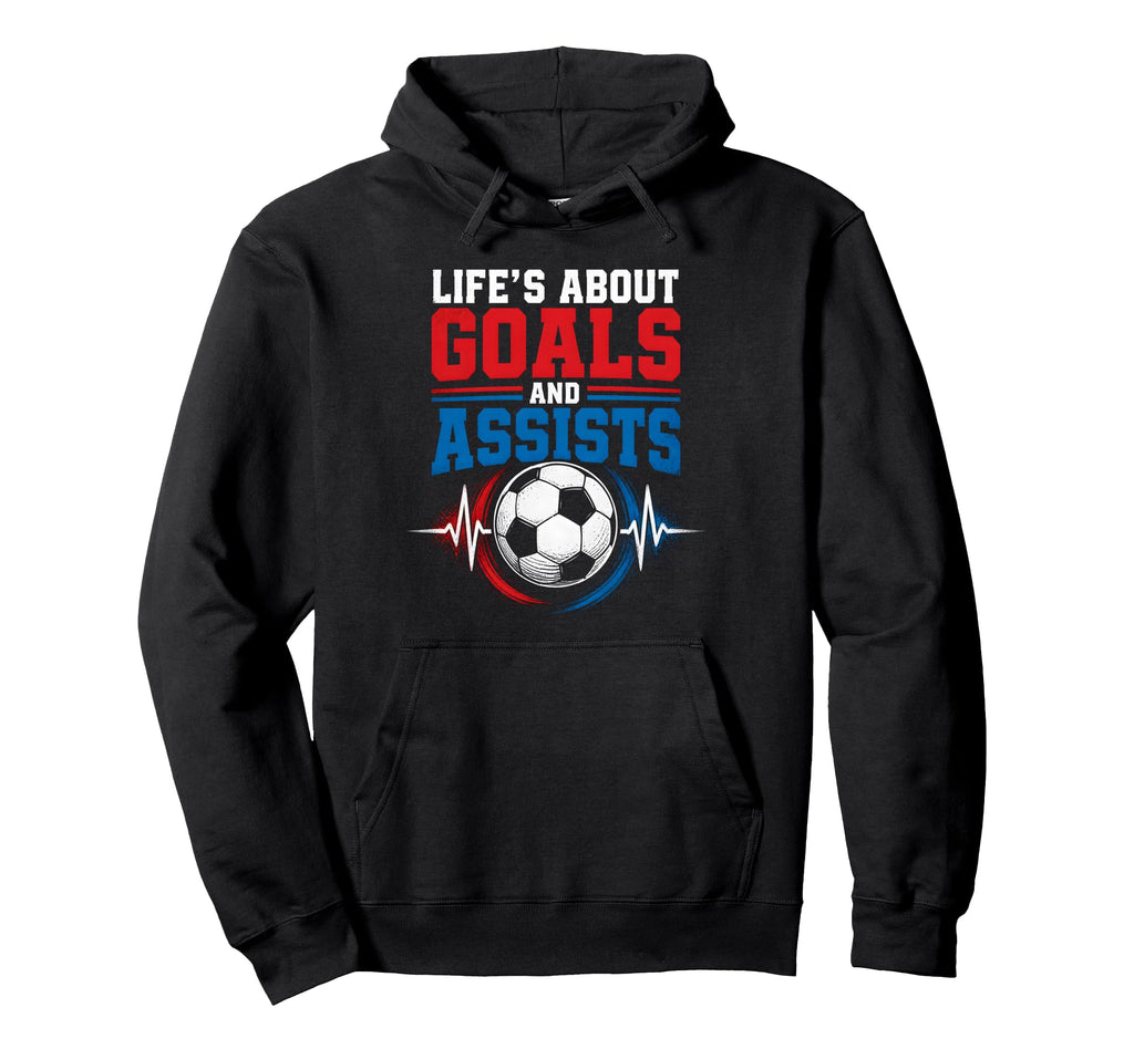 Life Goals Assists Soccer Heartbeat Hoodie - Streetwear Style for Adults
