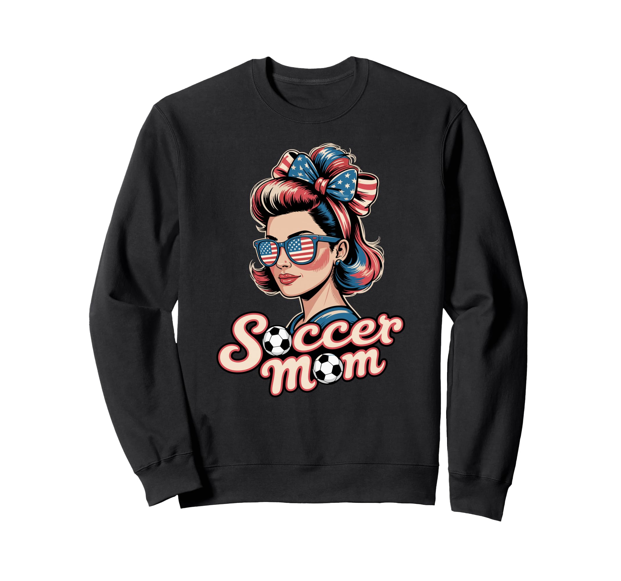 Patriotic Soccer Mom American Flag Sweatshirt - Trendy Graphic Men Women