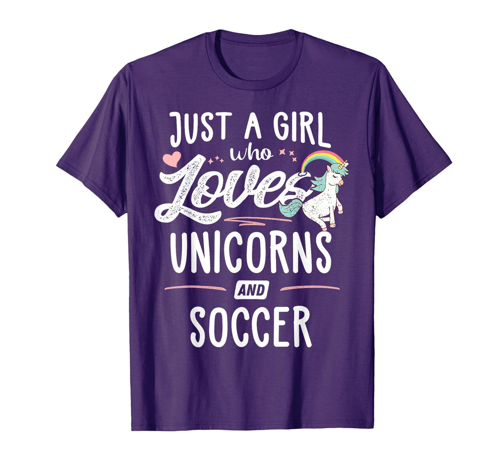 Just Who Loves Unicorns And Soccer T-Shirt - Unique Graphic Unisex