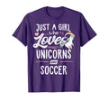 Just Who Loves Unicorns And Soccer T-Shirt - Unique Graphic Unisex
