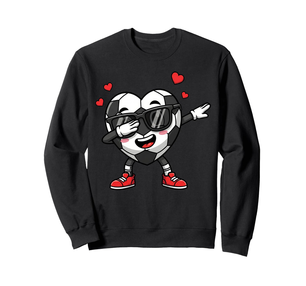 Dabbing Soccer Heart Valentine Love Sweatshirt - Custom Art Print Men Women
