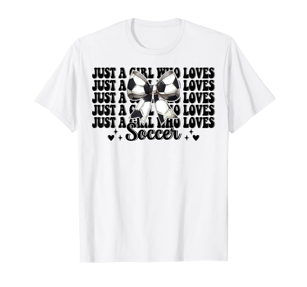 Just Who Loves Soccer Coquette Bow T-Shirt - Unique Graphic Unisex
