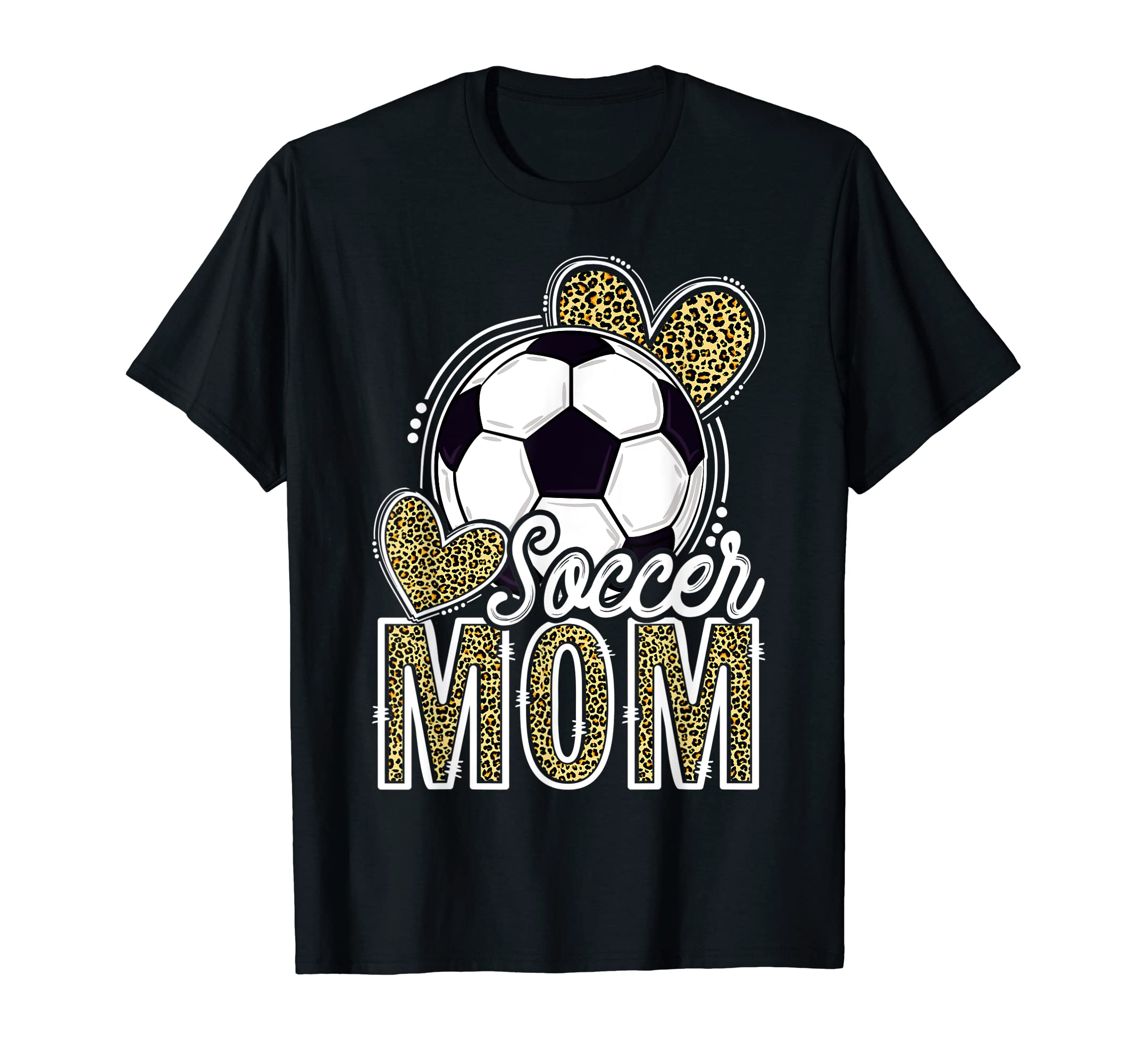 Soccer Mom Heart Leopard Funny Mothers T-Shirt - Trendy Graphic for Adults