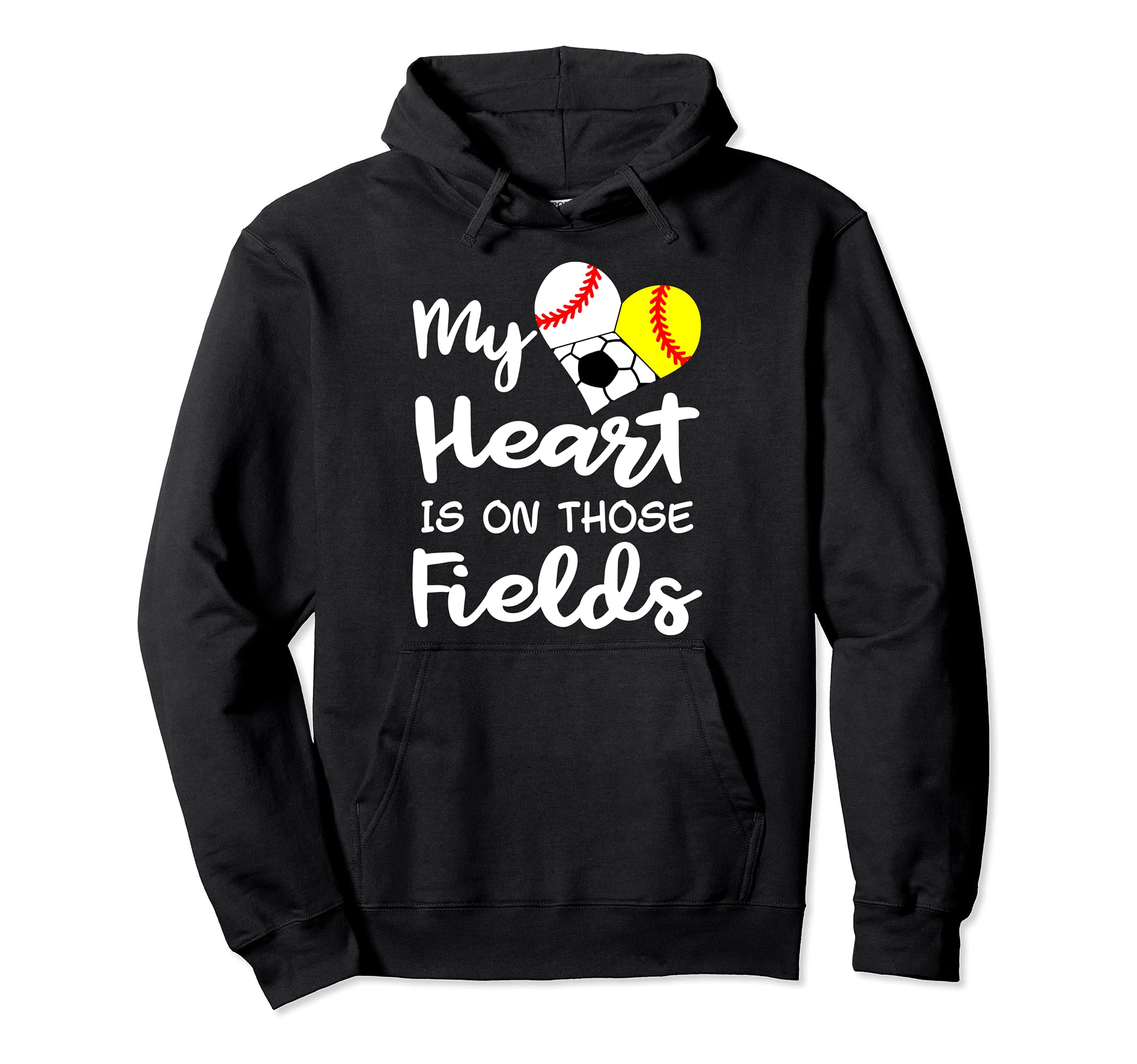 My Heart Is Those Fields Baseball Hoodie - Casual Everyday Wear Unisex