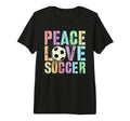 Kawaii Valentine Peace Love Soccer T-Shirt - Minimalist Print for Adults