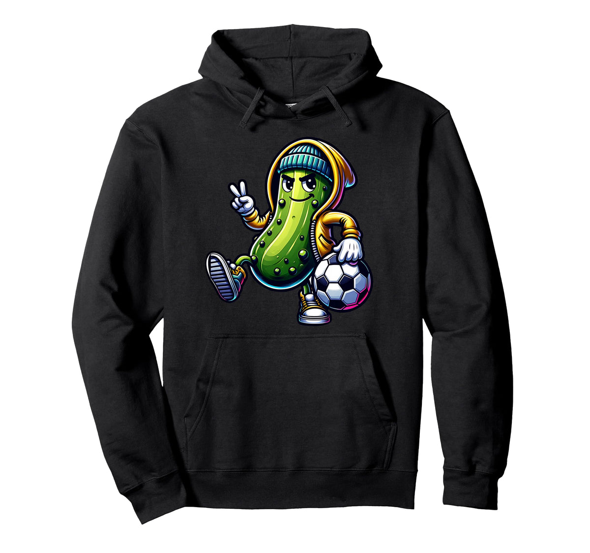 Urban Pickle Soccer Player Cartoon Vibes Hoodie - Minimalist Print Unisex