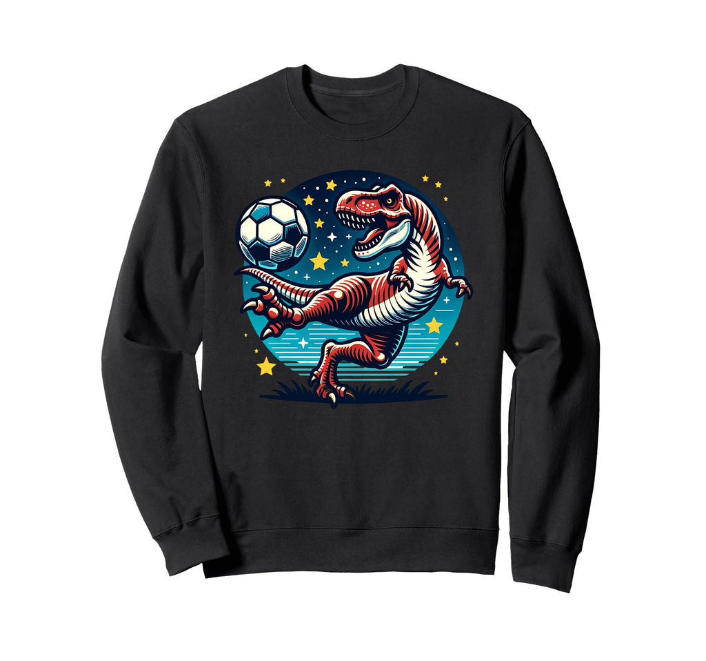 T Rex Dinosaur Kicking Soccer Sweatshirt - Aesthetic Graphic for Adults