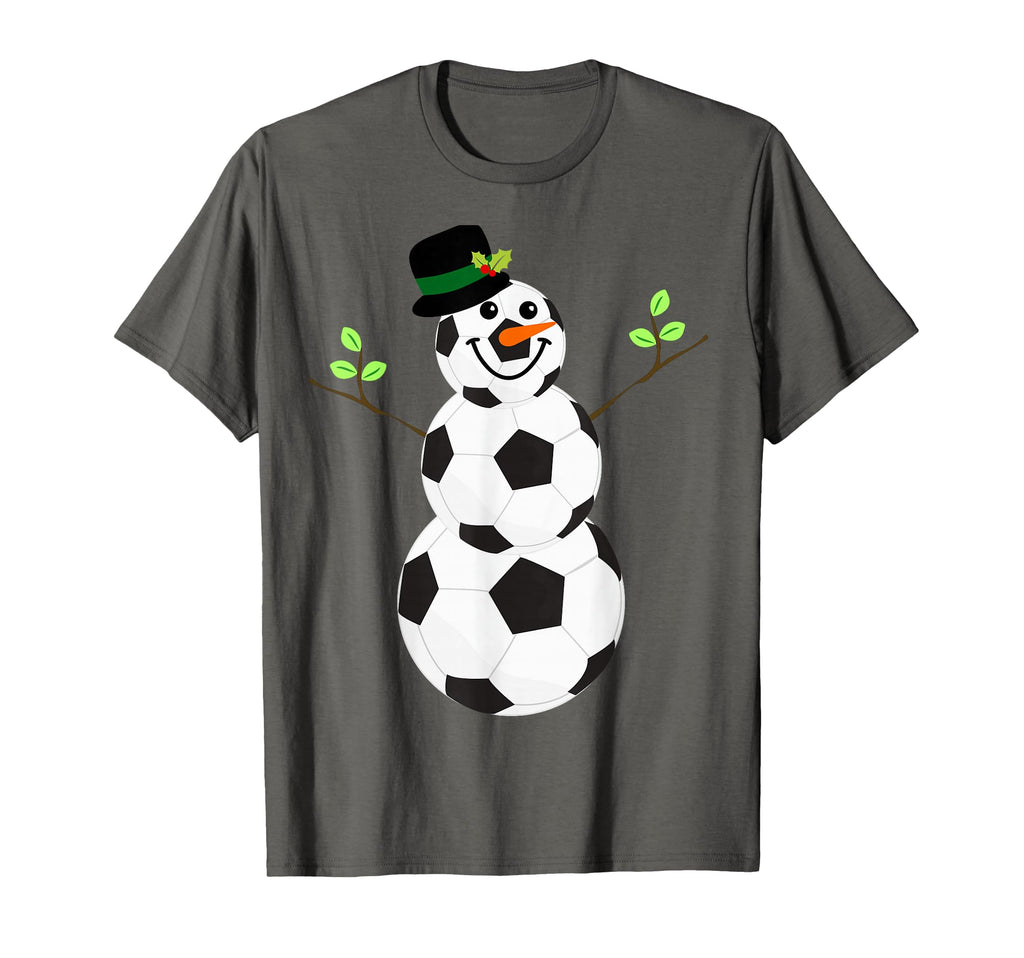 Soccer Balls Snowman Winter Sports Team T-Shirt - Minimalist Print Unisex