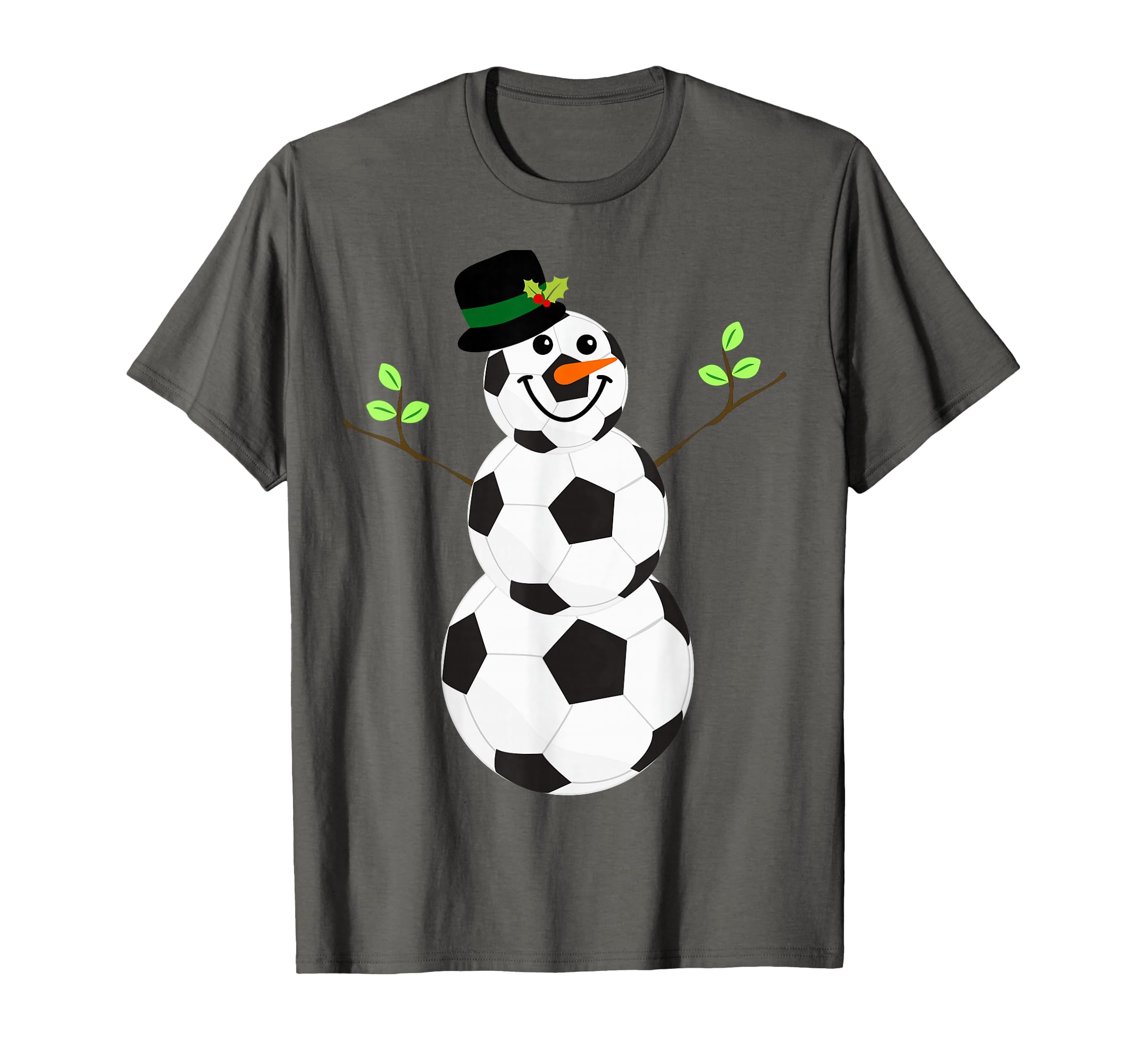 Soccer Balls Snowman Winter Sports Team T-Shirt - Minimalist Print Unisex