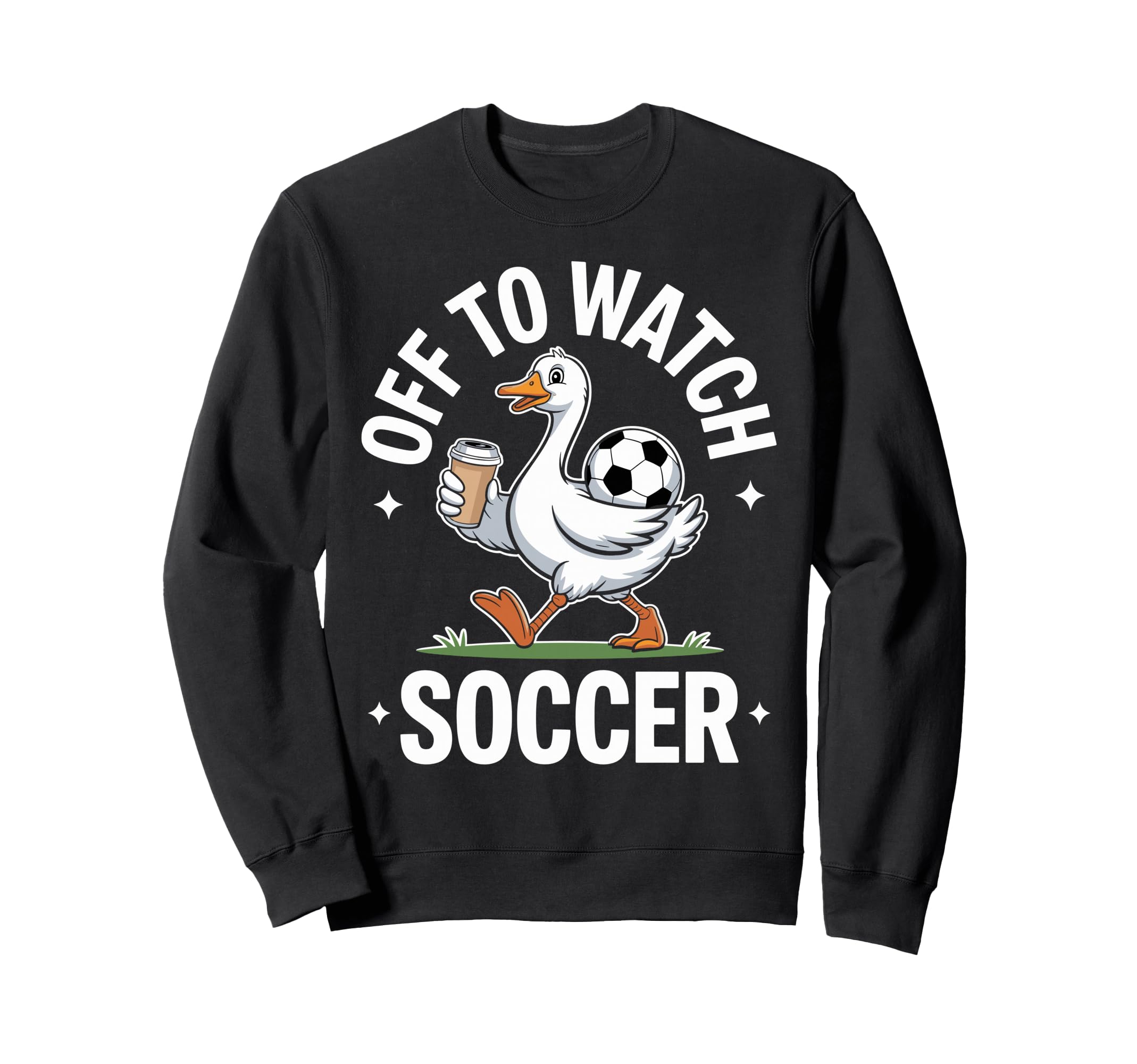 Funny Soccer Duck Coffee Sports Sweatshirt - Aesthetic Graphic for Adults