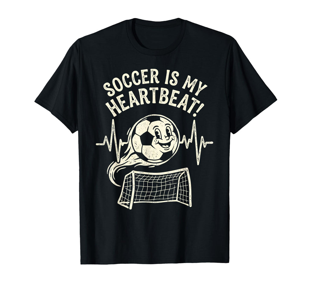 Soccer Is My Heartbeat Funny Football T-Shirt - Custom Art Print Men Women