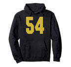 Old Gold Black Number 54 Jersey Player Hoodie - Graphic Print Men Women