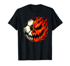 Halloween Soccer Ball Pumpkin Flame T-Shirt - Graphic Print Men Women