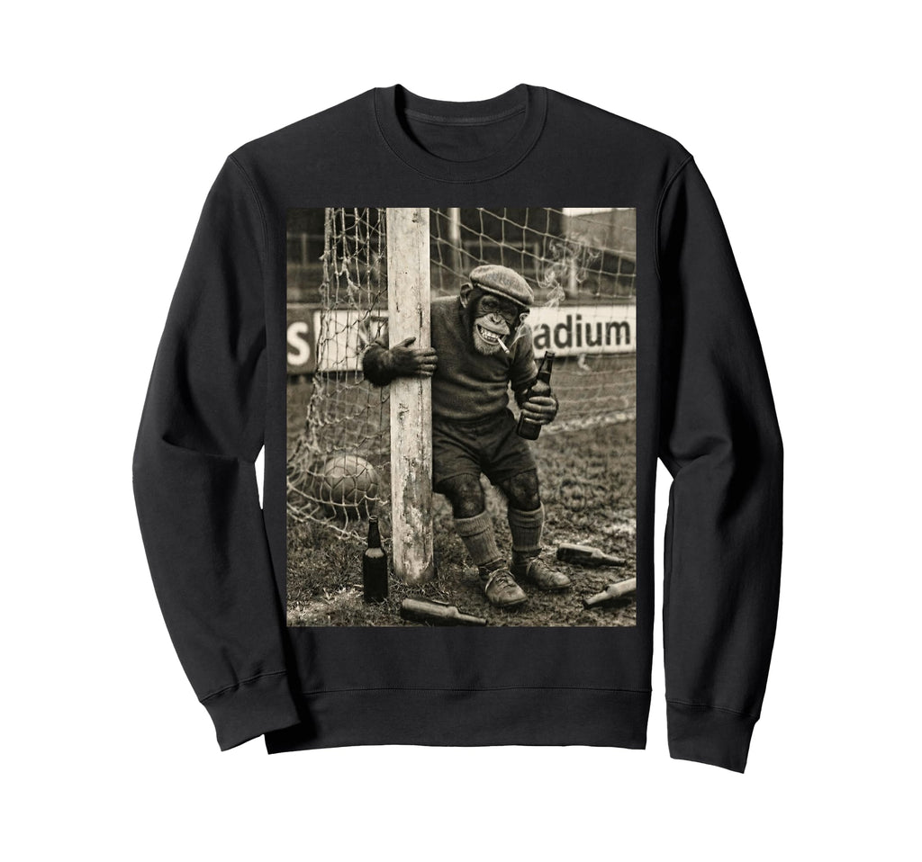 Black White Funny Chimpanzee Sweatshirt - Trendy Graphic for Adults
