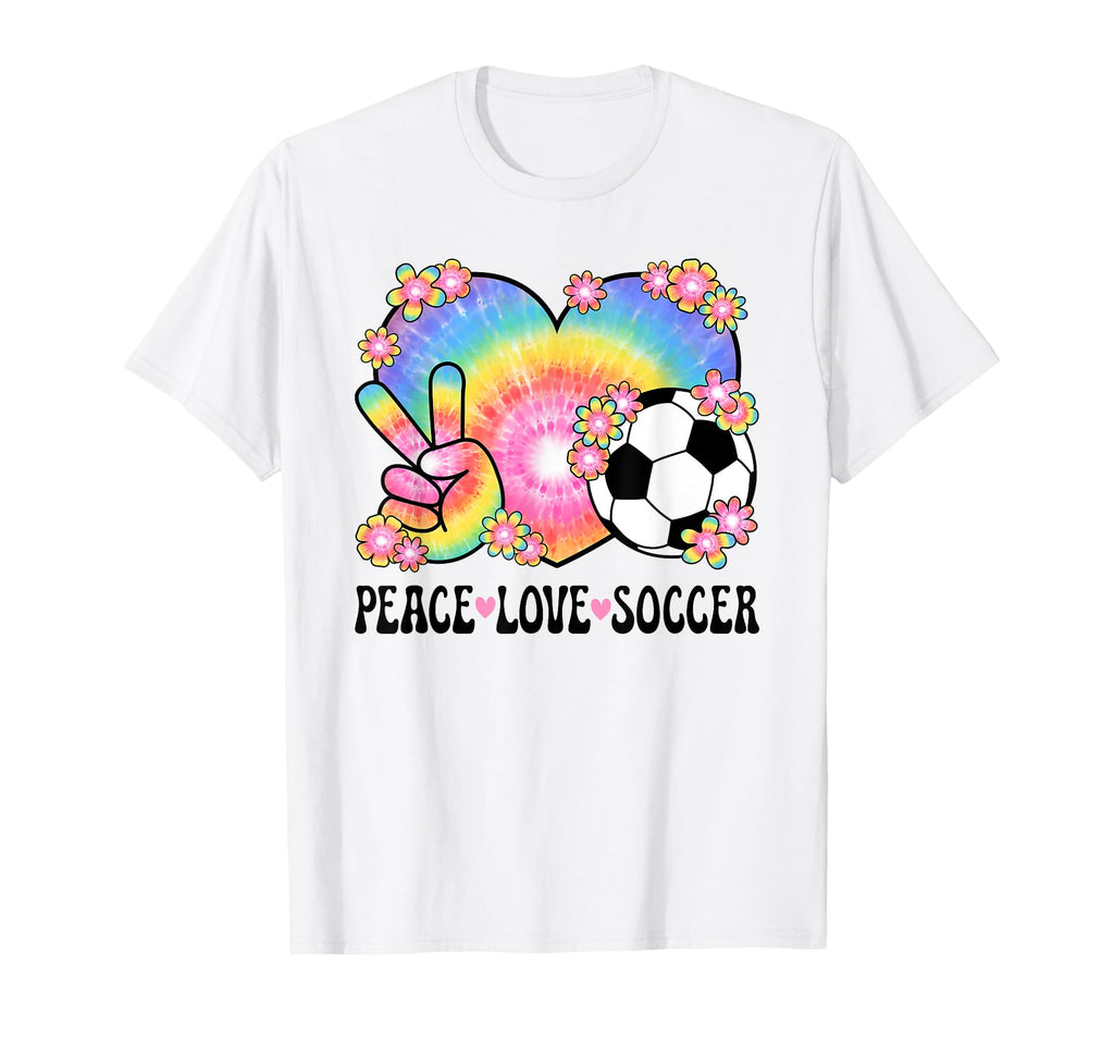 Peace Love Soccer Lover 60S 70S Hippie T-Shirt - Unique Graphic Men Women