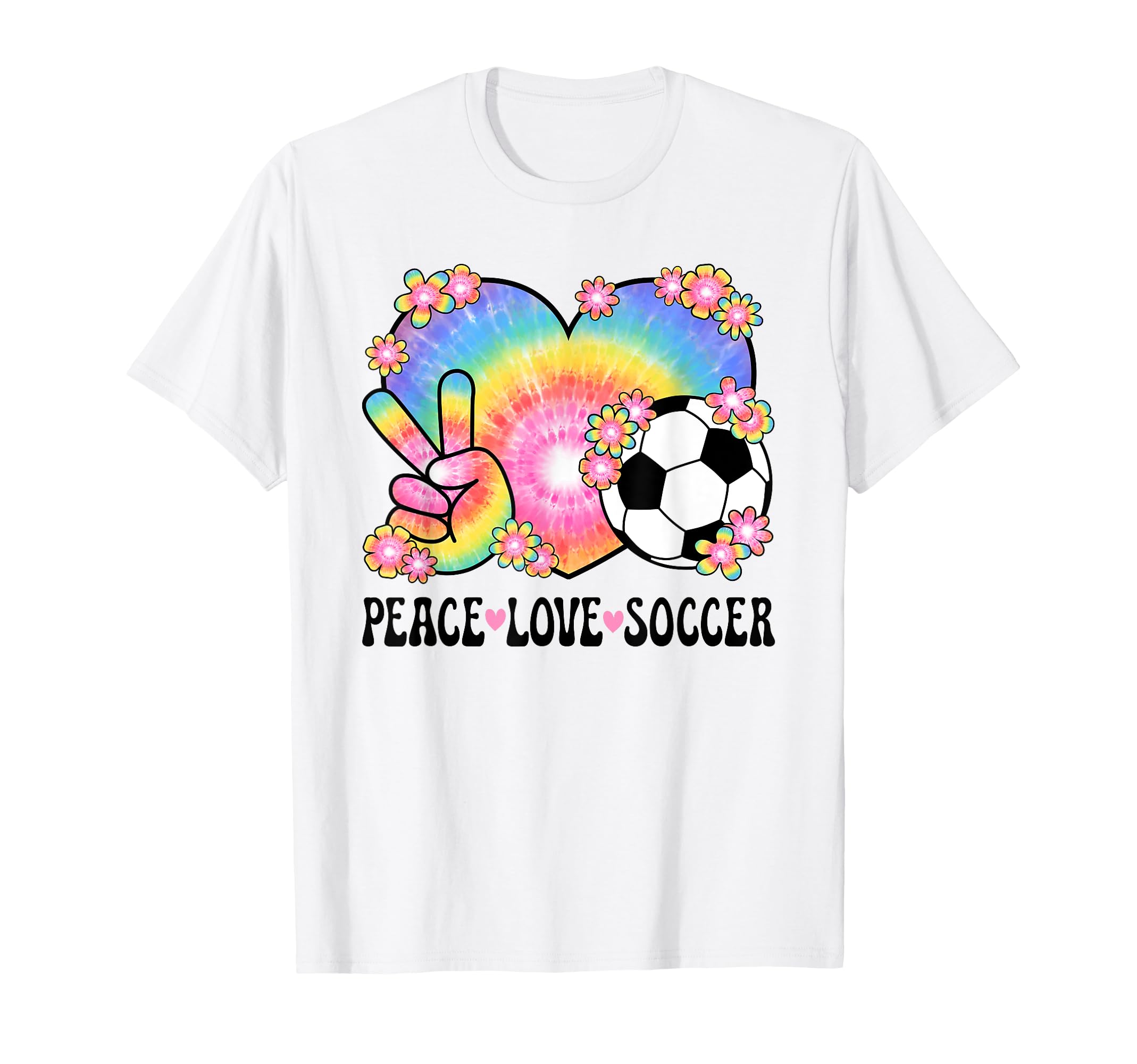 Peace Love Soccer Lover 60S 70S Hippie T-Shirt - Unique Graphic Men Women