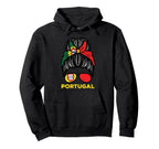 Portugal Flag Messy Bun Football Hoodie - Casual Everyday Wear for Adults