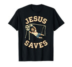 Christian Jesus Saves Soccer Goalkeeper T-Shirt - Novelty Apparel Unisex