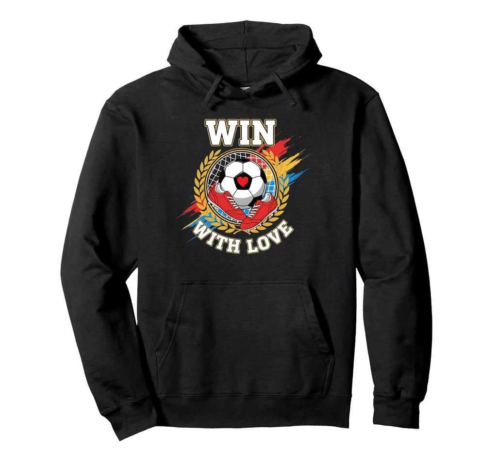 Win Love Soccer Team Spirit Player Hoodie - Graphic Print for Adults