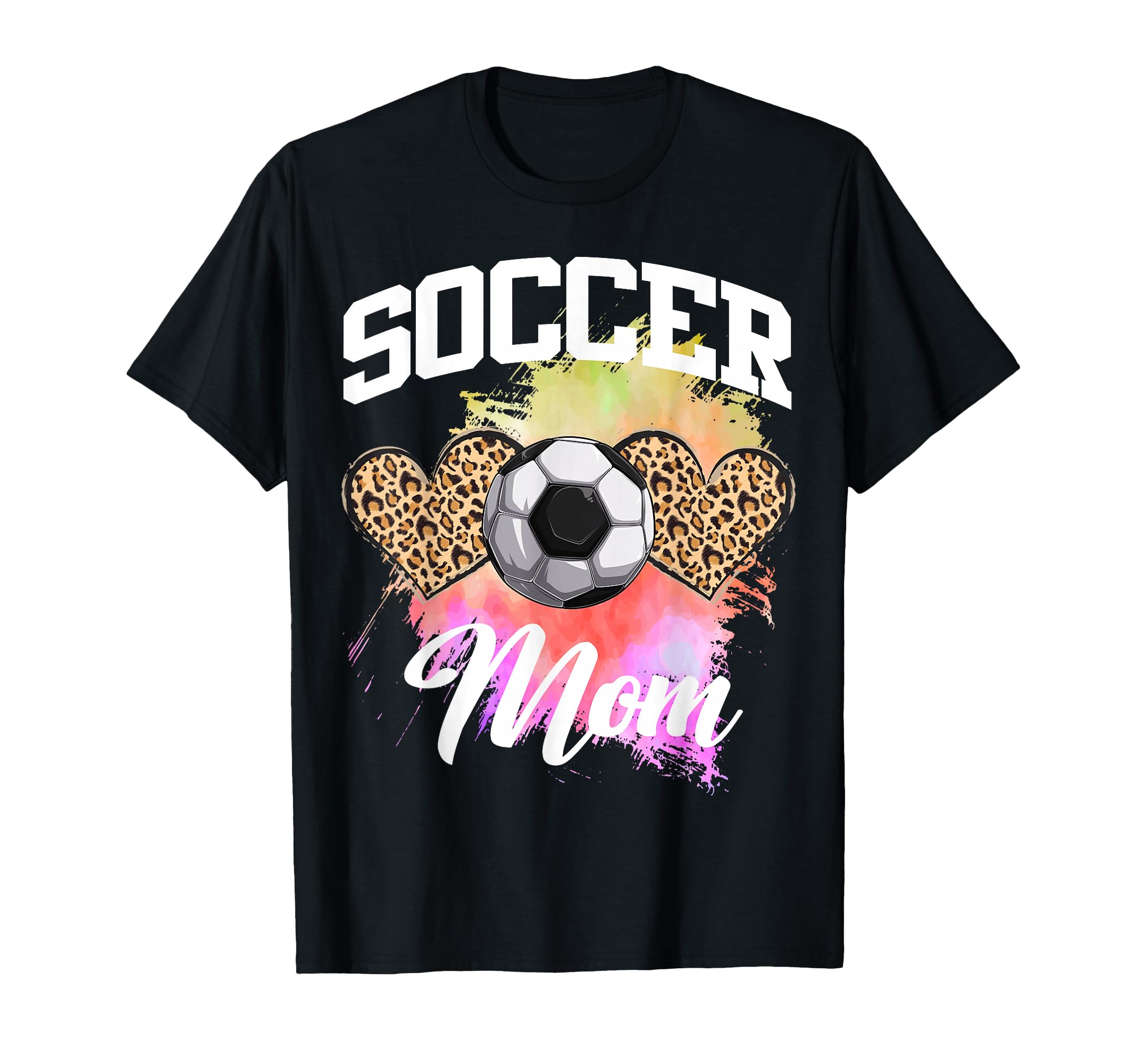 Soccer Leopard Heart Tie Dye Soccer Mom T-Shirt - Novelty Apparel Unisex