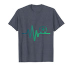 Soccer Heartbeat Line Football Love T-Shirt - Fun Novelty Design Men Women
