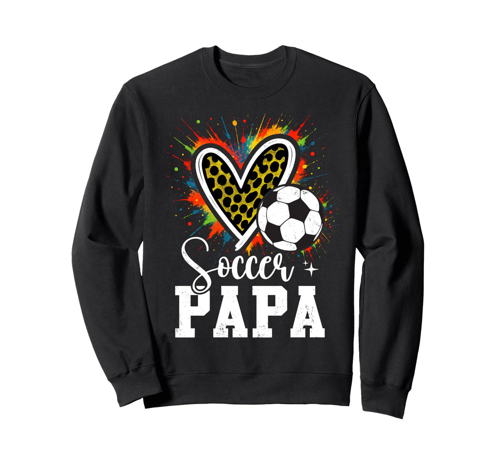 Soccer Papa Leopard Heart Colorful Sweatshirt - Minimalist Print for Adults