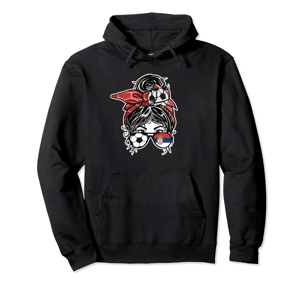 Messy Bun Hair Serbian Soccer Serbia Hoodie - Streetwear Style Unisex