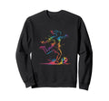 Colorful Neon Soccer Art Splash Sweatshirt - Trendy Graphic for Adults