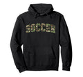 Camo Soccer Camourflage Varsity Text Hoodie - Aesthetic Graphic for Adults