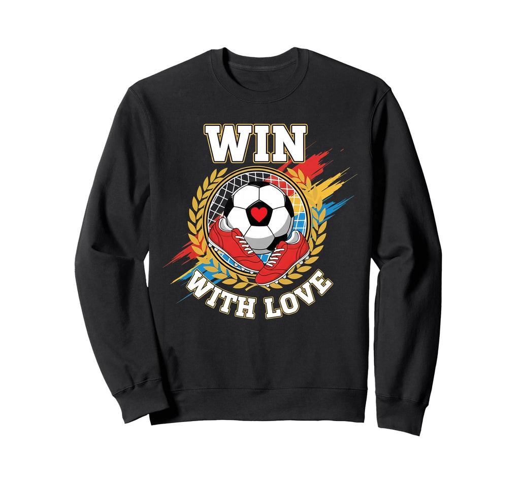 Win Love Soccer Team Spirit Sweatshirt - Fun Novelty Design for Adults