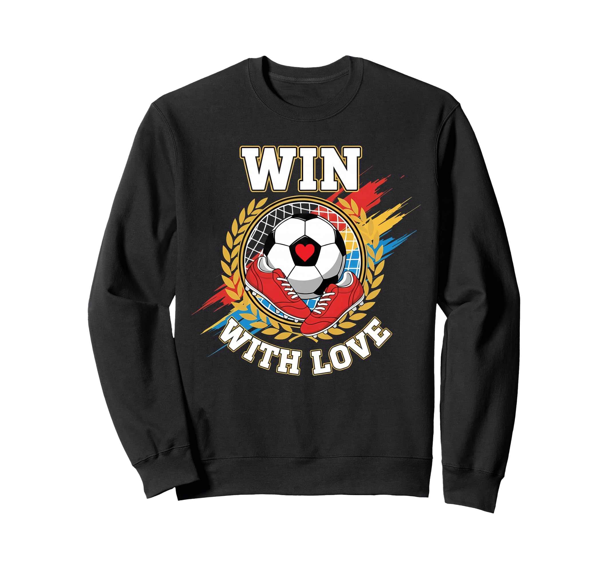 Win Love Soccer Team Spirit Sweatshirt - Fun Novelty Design for Adults