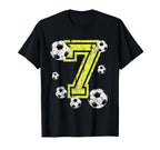 7Th Birthday Number 7 Soccer Fan Or T-Shirt - Aesthetic Graphic Unisex