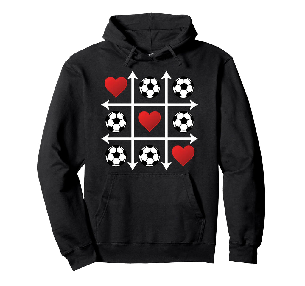 Soccer Valentine Heart Tic Tac Toe Hoodie - Fun Novelty Design Men Women