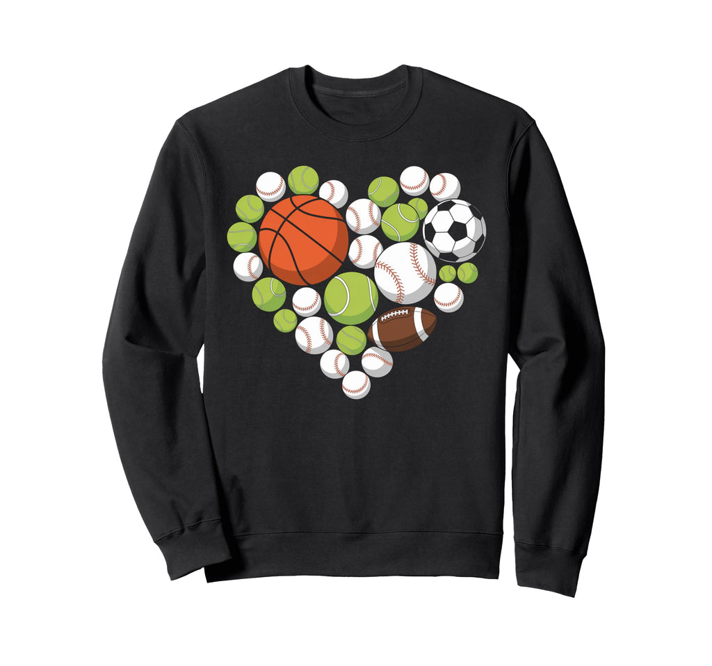I Love Sports Basketball Football Sweatshirt - Graphic Print Men Women