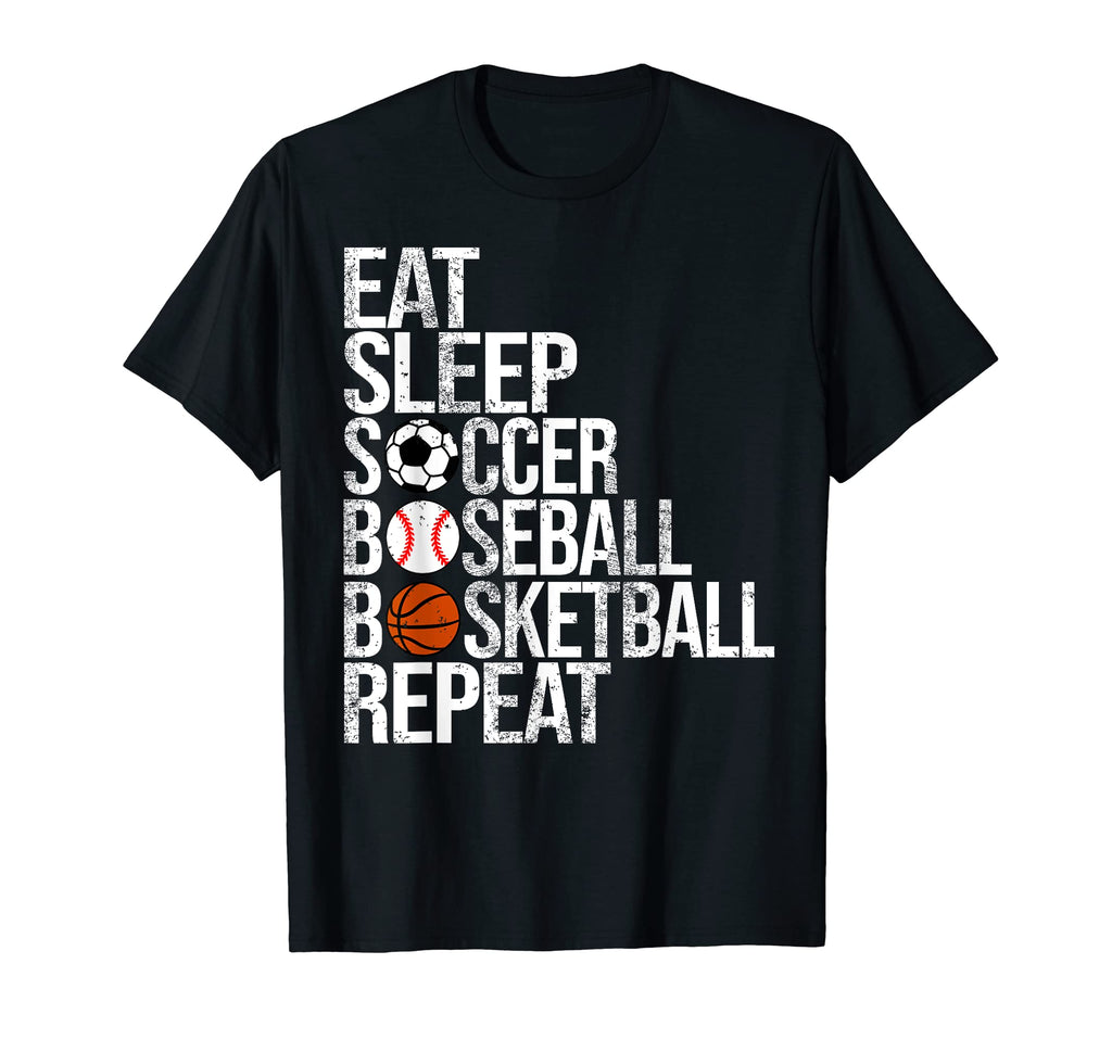 Eat Sleep Soccer Baseball Basketball T-Shirt - Aesthetic Graphic Men Women