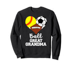 Ball Great Grandma Heart Softball Sweatshirt - Graphic Print for Adults
