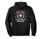 Just Who Loves Soccer Funny Sayings Hoodie - Novelty Apparel for Adults