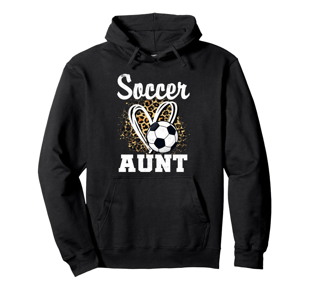 Soccer Aunt Leopard Heart Hoodie - Fun Novelty Design for Adults