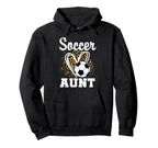 Soccer Aunt Leopard Heart Hoodie - Fun Novelty Design for Adults