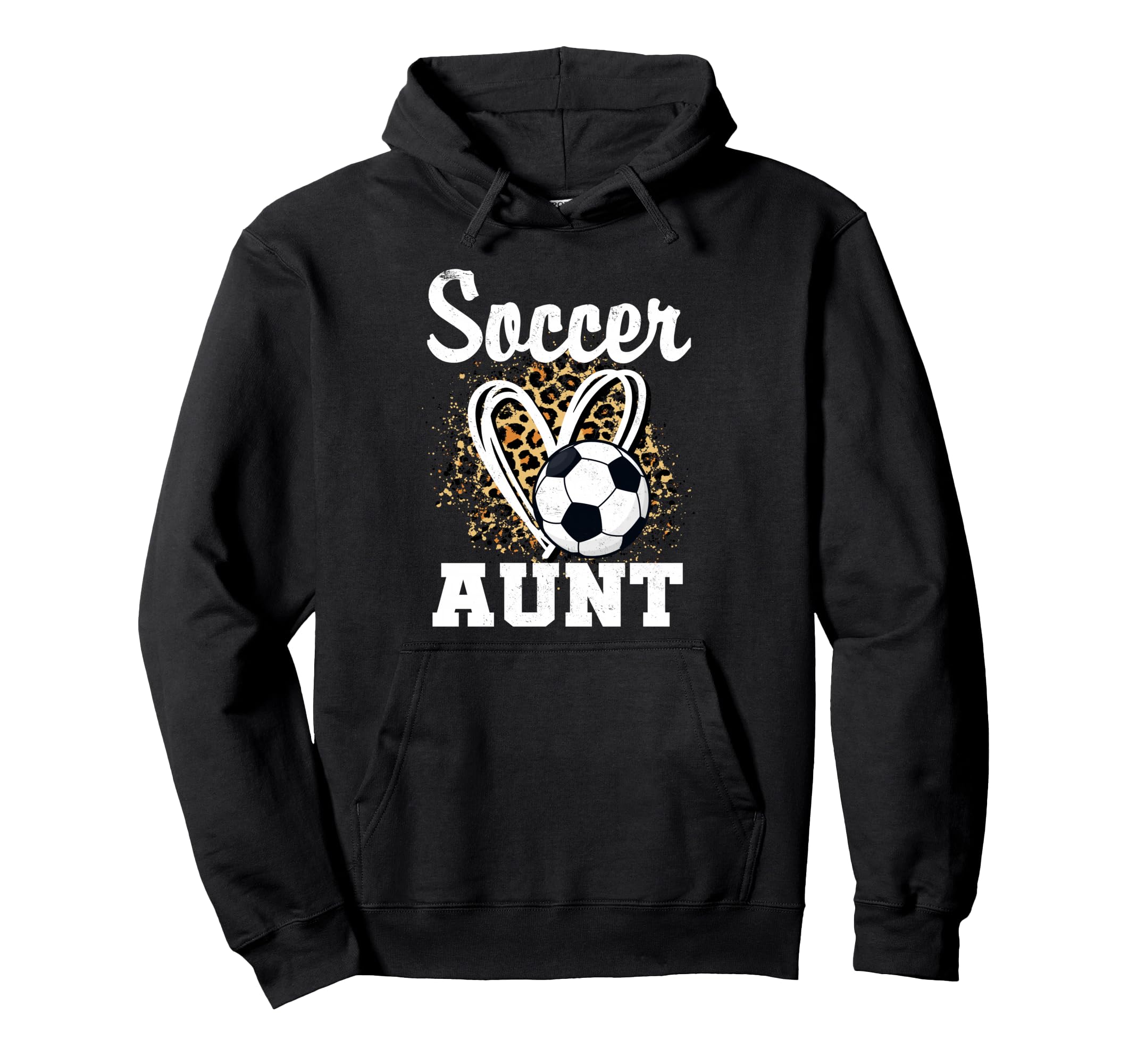 Soccer Aunt Leopard Heart Hoodie - Fun Novelty Design for Adults
