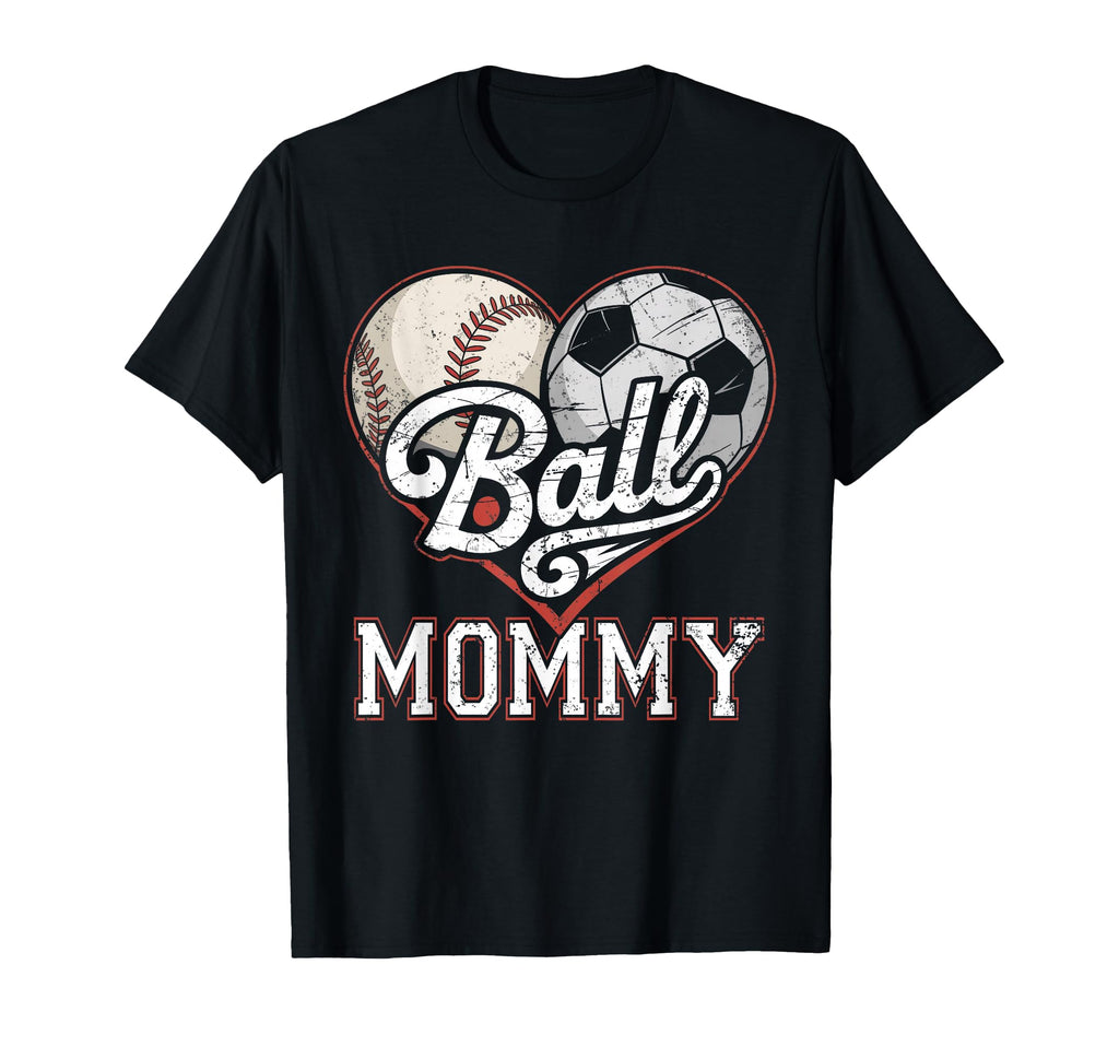 Ball Mommy Baseball Soccer Heart Mom T-Shirt - Trendy Graphic for Adults