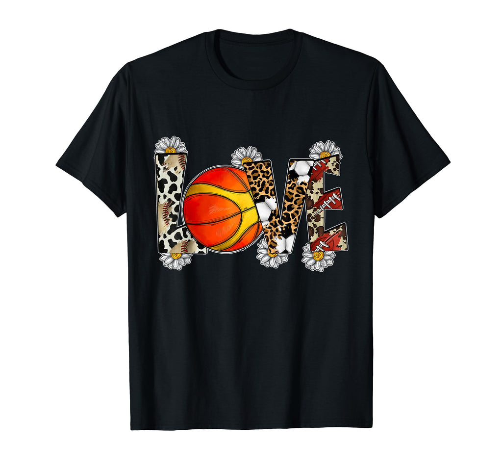 Love Basketball Soccer Football Mom T-Shirt - Novelty Apparel Men Women