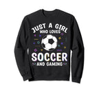 Who Loves Soccer And Gaming Sweatshirt - Graphic Print for Adults