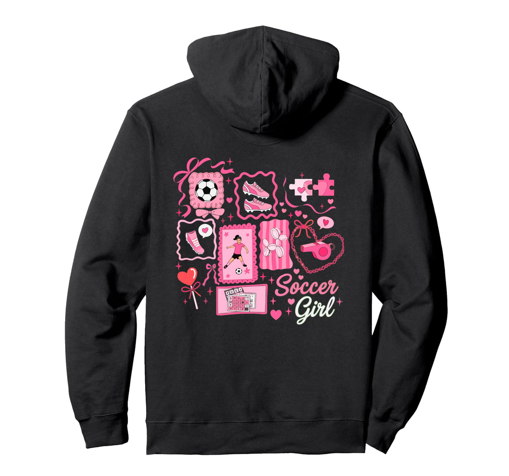 Soccer Stamp Bow Game Day Hoodie - Casual Everyday Wear for Adults